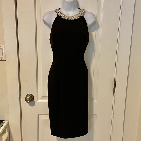 Eliza J Tiffany-inspired Sheath Dress Black Pearls Size 8 - Picture 1 of 7